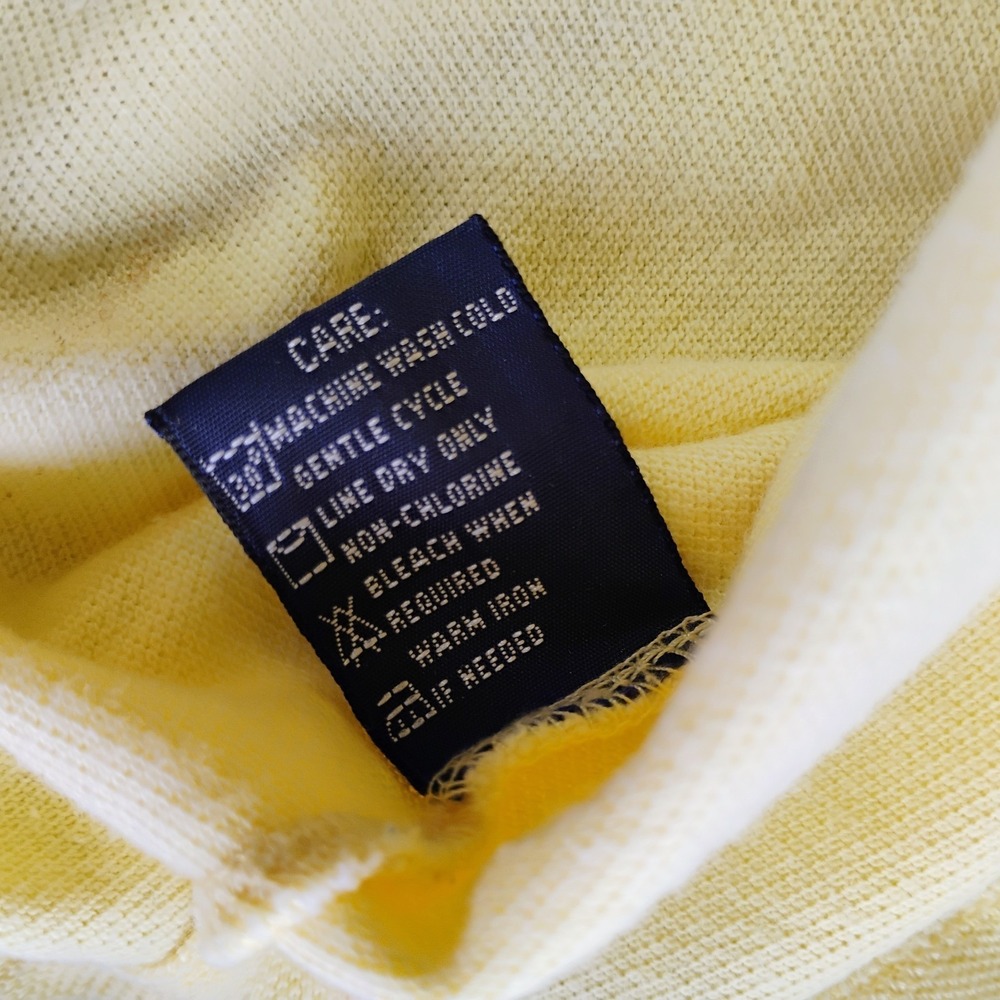 Vintage Ralph Lauren Sport Polo Shirt Women Large Butter Yellow Pony Logo Preppy - Picture 9 of 12